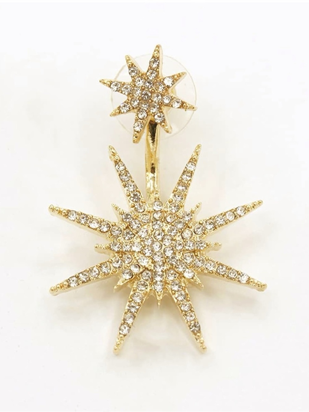 Gold Crystal Starburst Convertible Statement Earrings - Picture 6 of 14